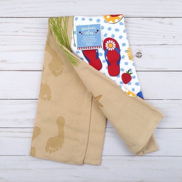 Kitchen Towel Summer Vibes Flip Flops Beach - Picture 2 of 3